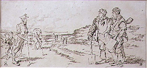 गोल्फर्स द्वारा परेशान रोडमेन, 'ग्राफिक' पत्रिका, पब से चित्रण। c.1870 (लिथो) द्वारा हेनरी सैंडरिकॉक