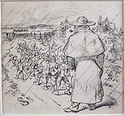 द स्कूल बॉय गोल्फर्स इन द रेन, 'ग्राफिक' पत्रिका, पब से चित्रण। c.1870 (लिथो) द्वारा हेनरी सैंडरिकॉक