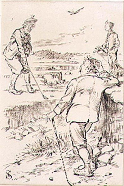 द विनिंग गोल्फर, 'ग्राफिक' पत्रिका, पब से चित्रण। c.1870 (लिथो) द्वारा हेनरी सैंडरिकॉक