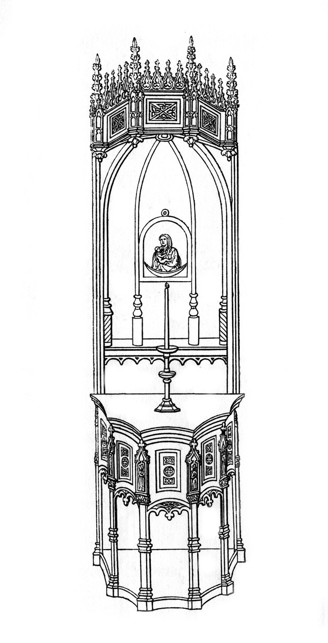 अल्टार, सी 15 वीं शताब्दी, 1843। द्वारा हेनरी शॉ