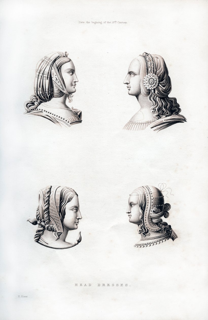 हेडड्रेस, 16 वीं शताब्दी की शुरुआत में, 1843। द्वारा हेनरी शॉ