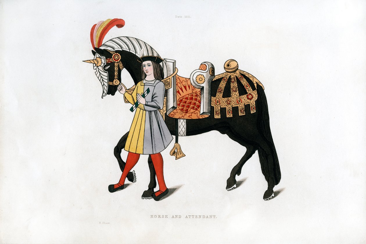 घोड़ा और परिचारक, c1511, 1843। द्वारा हेनरी शॉ