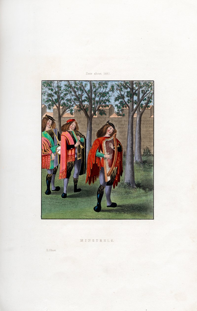 मिनस्टरल्स, सी 1480, 1843। द्वारा हेनरी शॉ