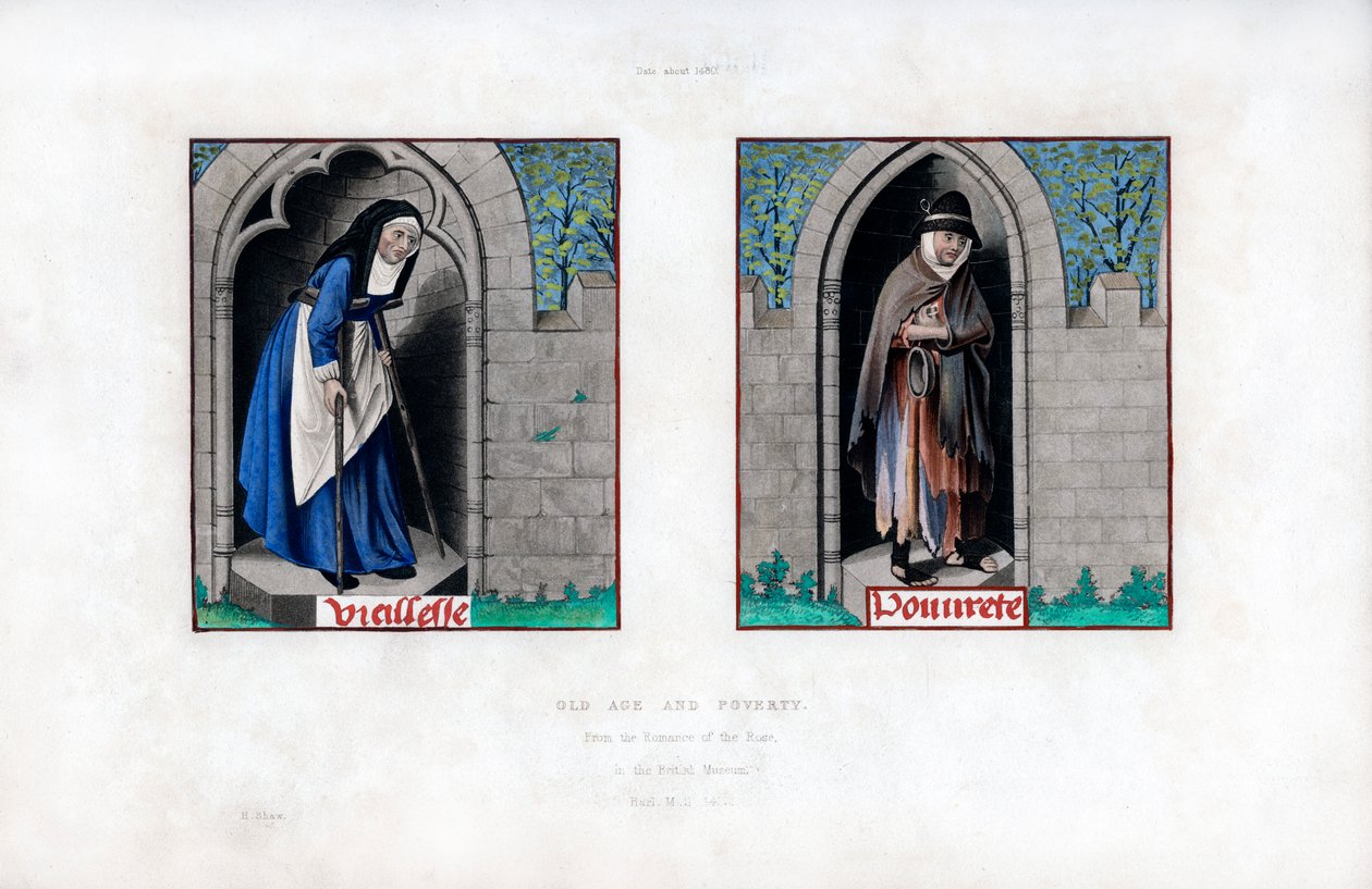 ओल्ड ऐज एंड पॉवर्टी, c1480, 1843। द्वारा हेनरी शॉ