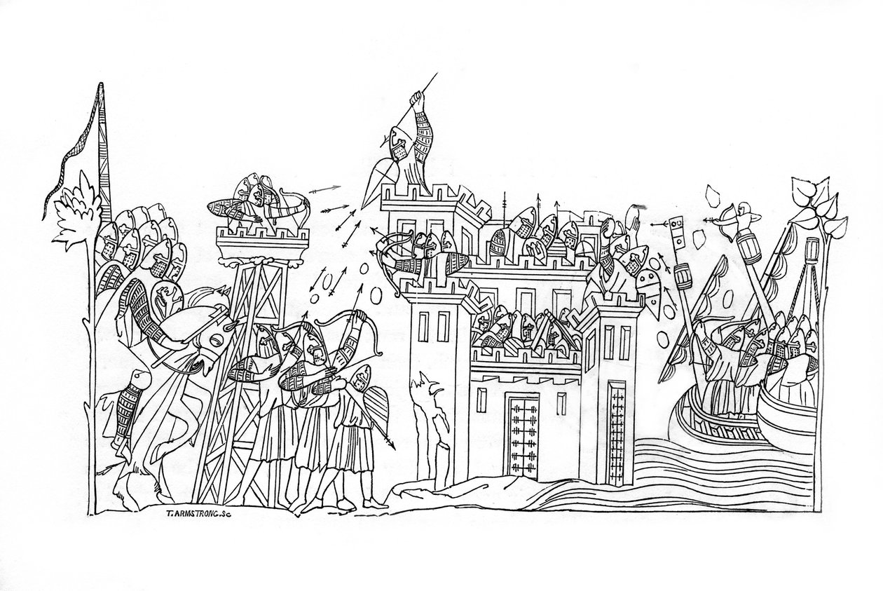 घेराबंदी का दृश्य, c1260, 1843। द्वारा हेनरी शॉ