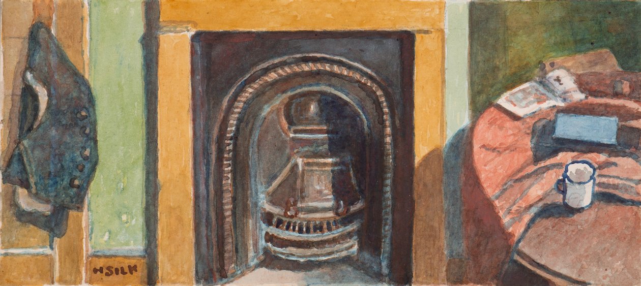 फायरप्लेस, c.1930 द्वारा हेनरी सिल्क