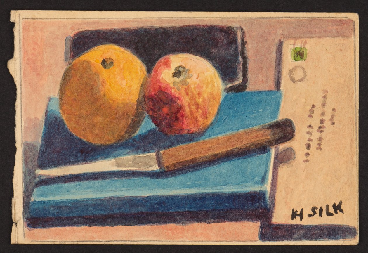 फल और चाकू, c.1930 द्वारा हेनरी सिल्क