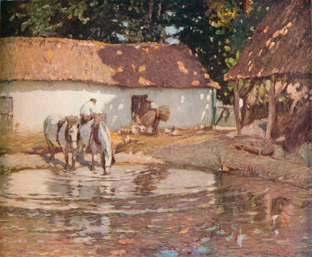 ए पिकर्डी फार्मयार्ड, c1900 द्वारा हेनरी सिल्कस्टोन हॉपवुड