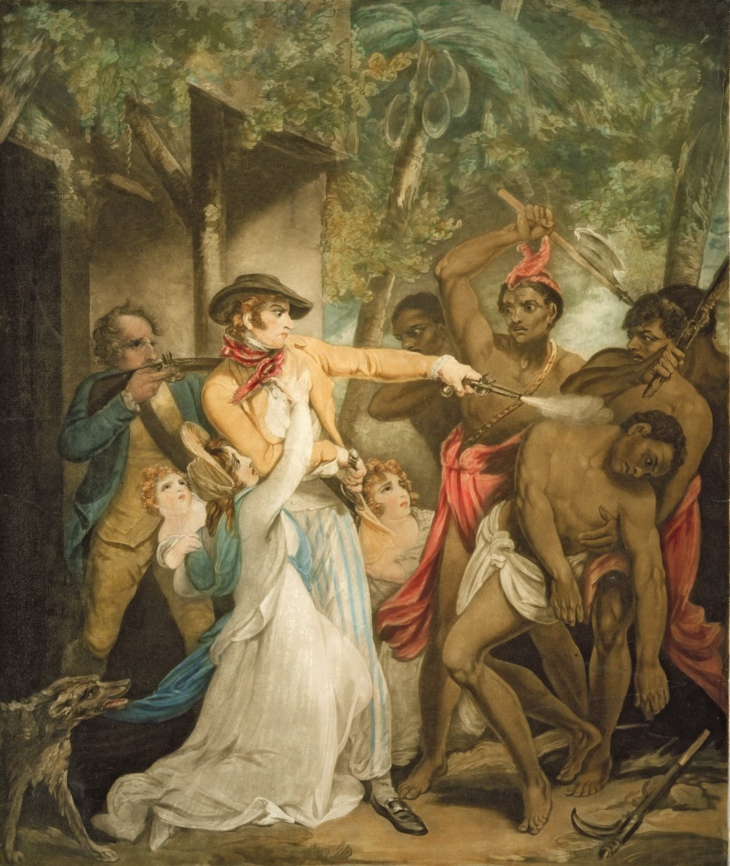 जॉर्ज कीटिंग (1762-1842) (एक्वाटिंट) द्वारा उत्कीर्ण सैवेज द्वारा हमला किया गया द्वारा हेनरी सिंगलटन
