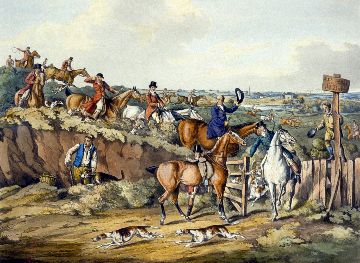 गॉन अवे, 'फॉक्सहंटिंग' से, थॉमस सदरलैंड द्वारा उकेरा गया (1785-1838) (कलर लिथो) द्वारा हेनरी थॉमस (बाद में) अल्केन