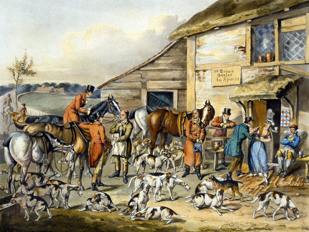 द रिफ्रेशमेंट, 'फॉक्सहंटिंग' से, थॉमस सदरलैंड द्वारा उकेरा गया (1785-1838) (कलर लिथो) द्वारा हेनरी थॉमस (बाद में) अल्केन
