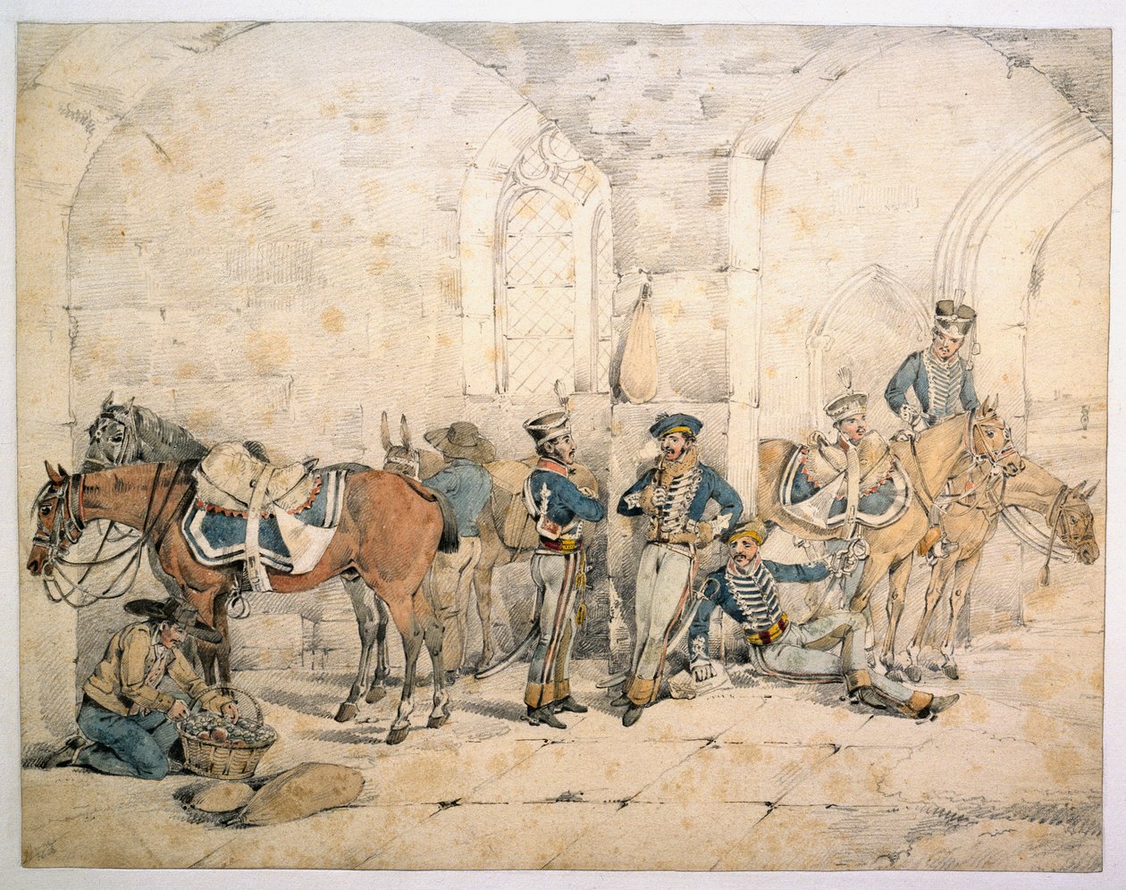 प्रायद्वीप में हुसर्स, संभवतः 1 हुसर्स, किंग जर्मन लीजन, 1808 लगभग द्वारा हेनरी थॉमस अल्केन