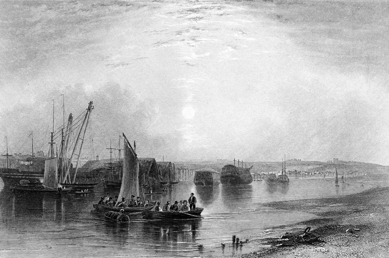 चैथम, केंट, ई। फाइंडेन, 1842 द्वारा उत्कीर्ण फाइंडन के &39;पोर्ट्स एंड हारबर्स&39; में प्रकाशित द्वारा हेनरी वारेन