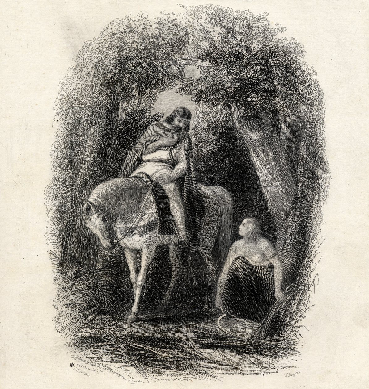 किंग कोरमैक (d.1138) और फेयर ईथने, जे.रोगर्स द्वारा उत्कीर्ण, &39;द हिस्ट्री ऑफ आयरलैंड&39; टी। राइट, 1855 द्वारा हेनरी वारेन