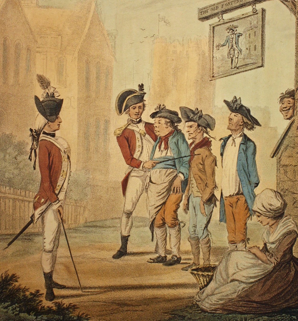 "रिक्रूट्स", 1780 प्रकाशित द्वारा हेनरी विलियम बनबरी