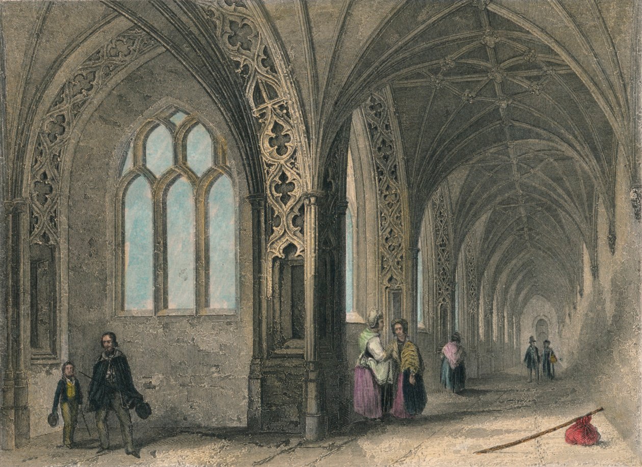 Worcester कैथेड्रल। द क्लोइस्ट्स, 1836 द्वारा हेनरी विंकल्स