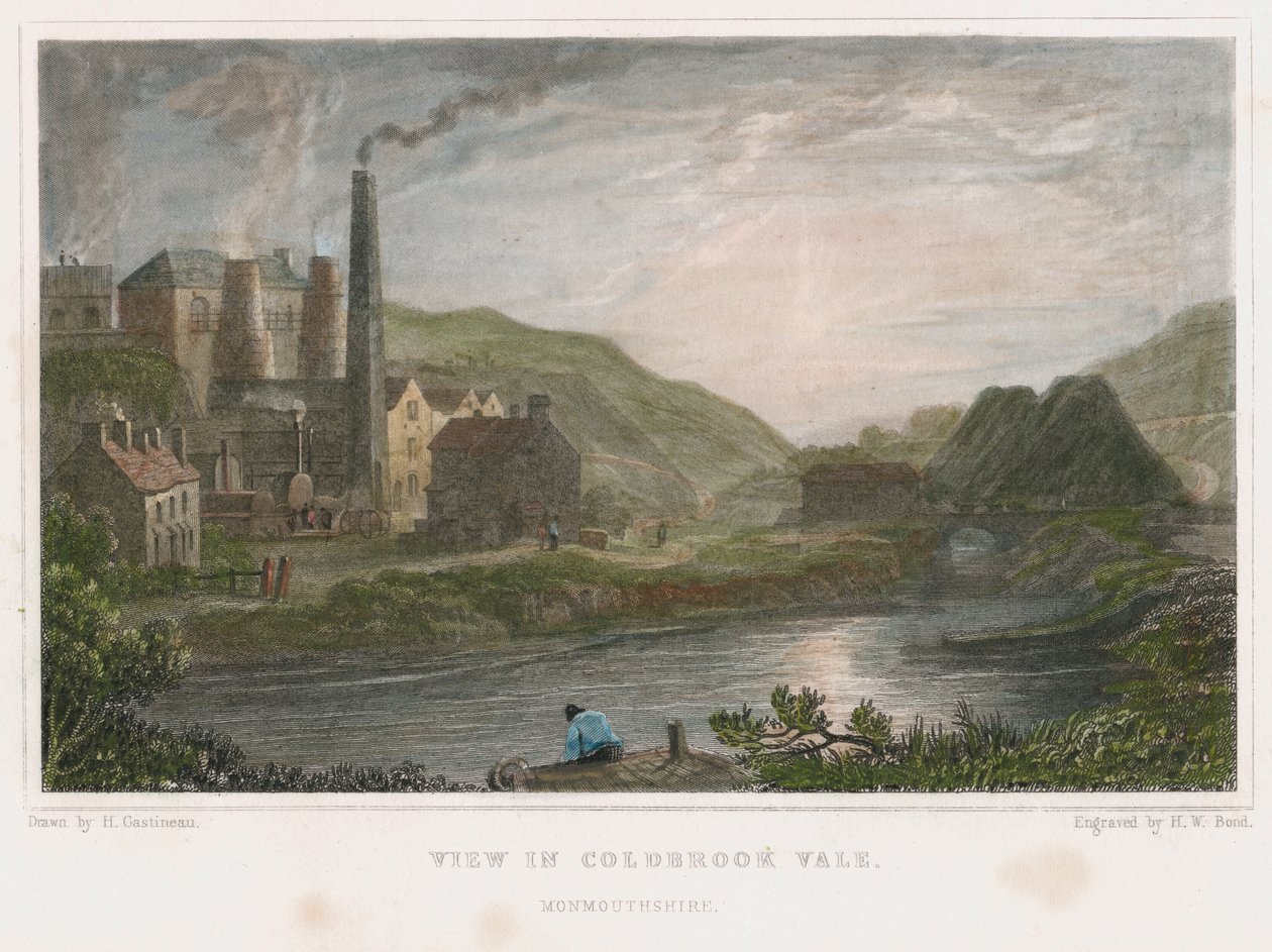 कोलब्रुकडेल, श्रॉपशायर, c1830 में लोहे के उत्पादन के लिए ब्लास्ट फर्नेस द्वारा हेनरी विंसर बॉन्ड
