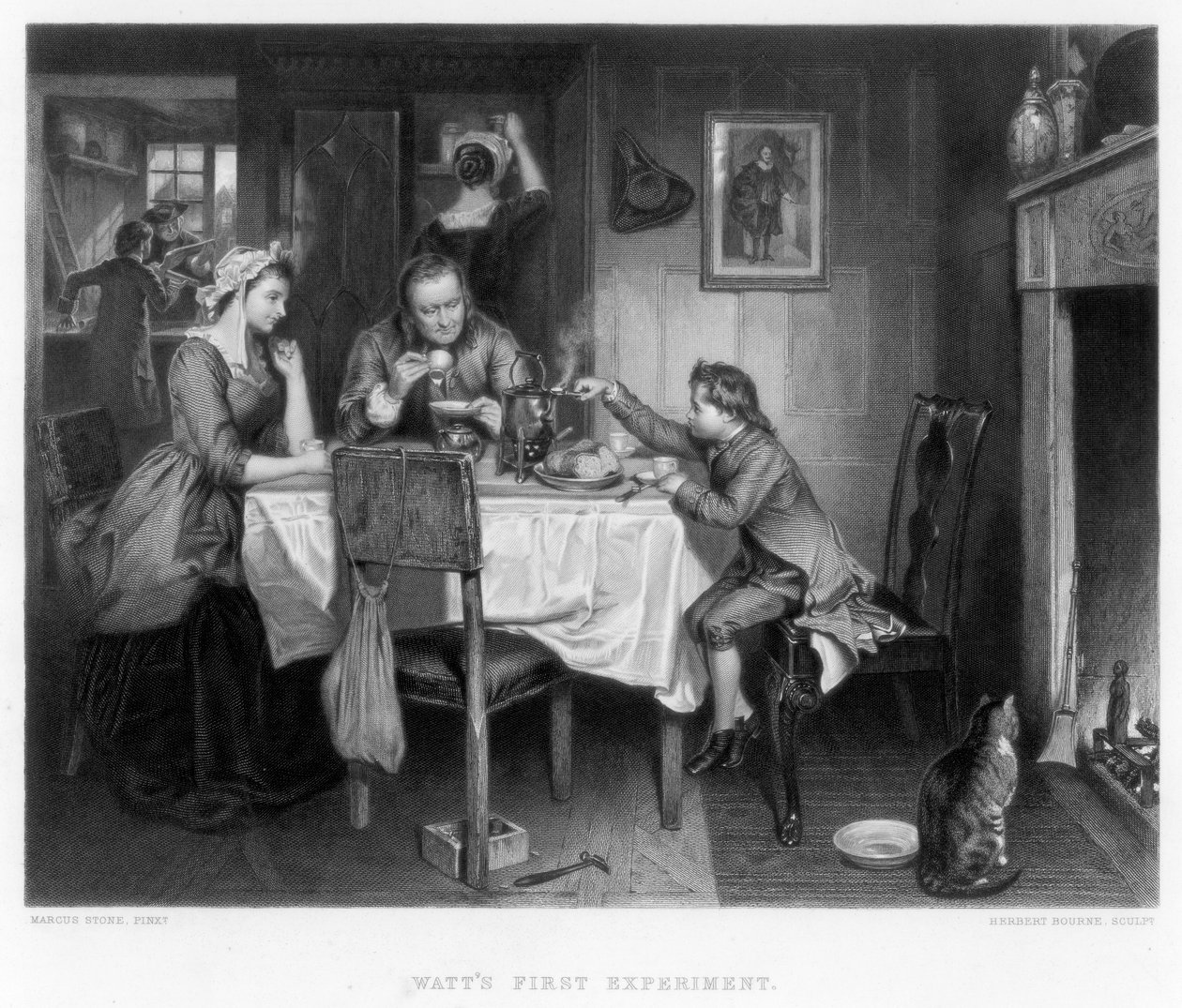 वाट्स फर्स्ट एक्सपेरिमेंट, 18 वीं शताब्दी, c1870 द्वारा हरबर्ट बॉर्न