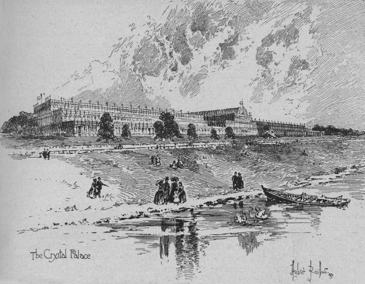 हाइड पार्क, लंदन, 1851, 1891 में क्रिस्टल पैलेस द्वारा हरबर्ट रेलटन