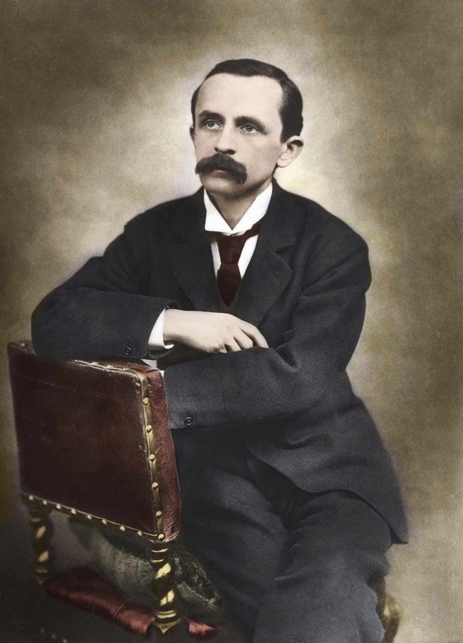 1893 में बरौद द्वारा जेएमबैरी का चित्र - जेम्स मैथ्यू बैरी (1860-1937), स्कॉटिश लेखक, पीटर पैन के निर्माता - रंगीन तस्वीर। द्वारा हरबर्ट रोज बैरड