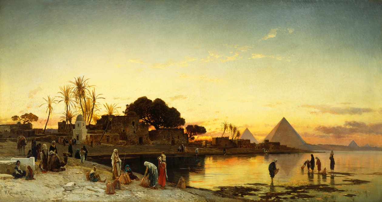 नील नदी पर, c.1875 द्वारा हरमन डेविड सालोमन कोरोडी