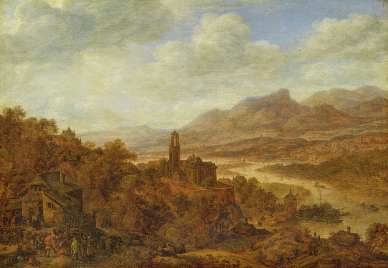 राइन नदी के साथ लैंडस्केप, 1652 द्वारा हरमन द सैफ्टरवेन
