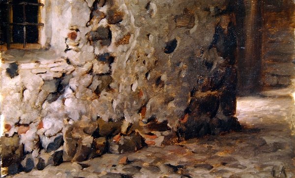 लवरे ए लागो डी'इसेओ - ए कॉर्नर, c.1880 (बोर्ड पर तेल) द्वारा हरमन कौलबाख