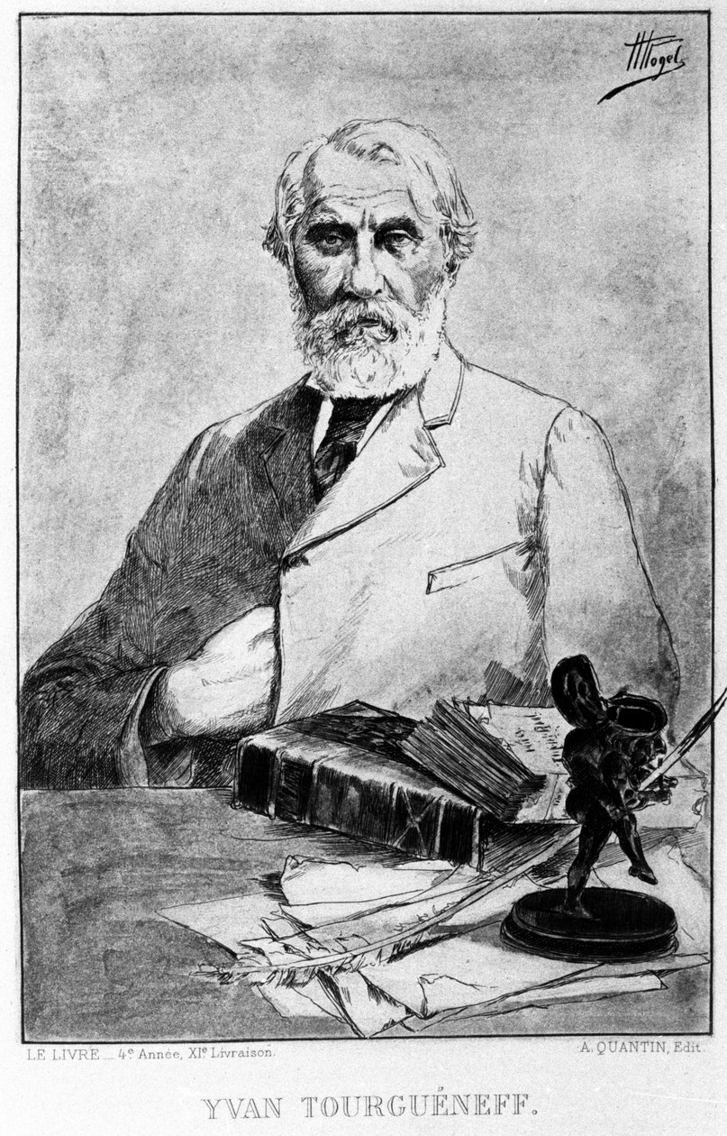 रूसी लेखक इवान तुर्गनेव का पोर्ट्रेट (1818 - 1883)। हरमन वोगेल द्वारा ड्राइंग; एसडी द्वारा हरमन वोगेल