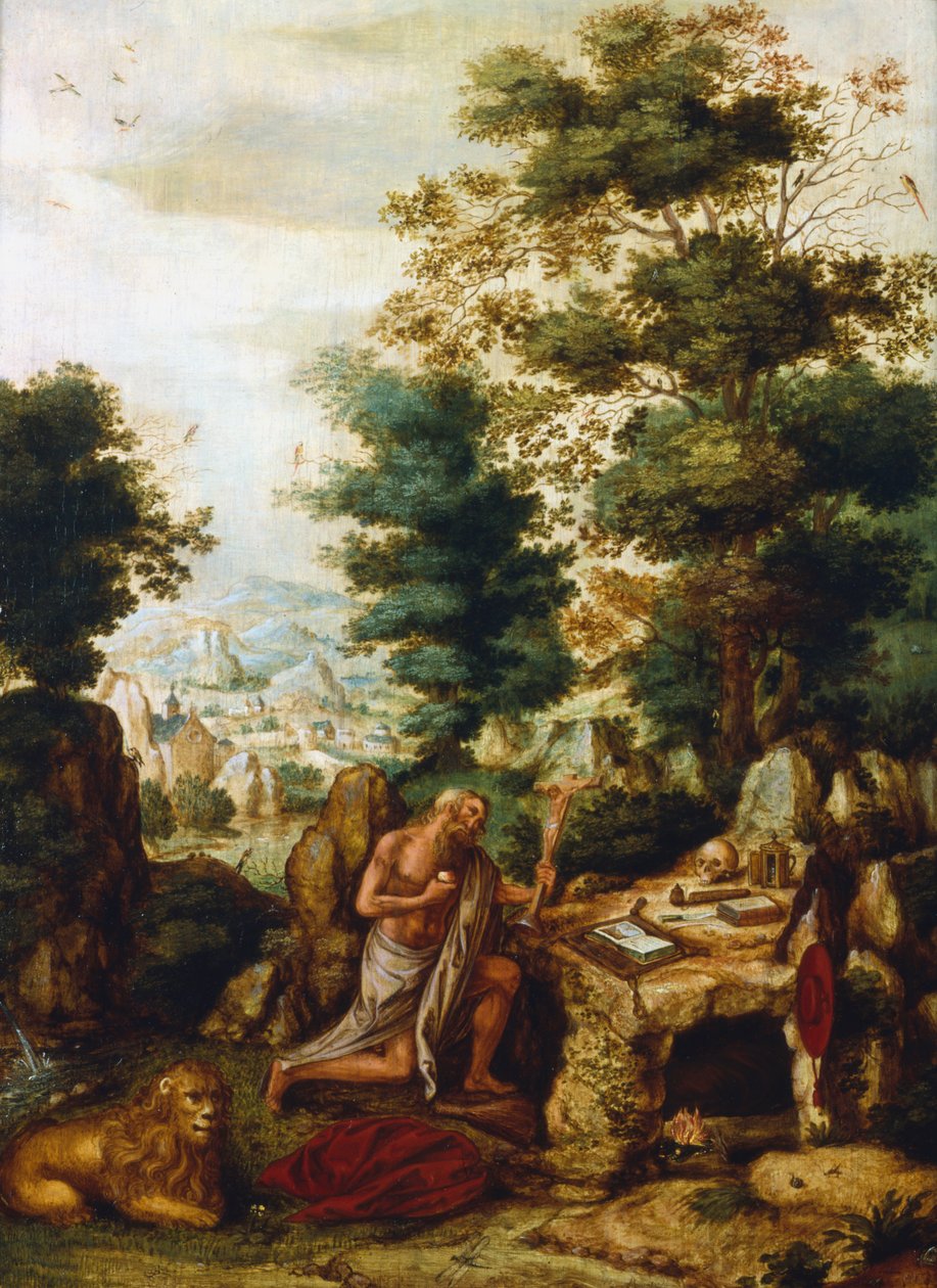सेंट जेरोम इन अ लैंडस्केप, c1530-c1550 द्वारा हेर्री ने डे बील्स से मुलाकात की