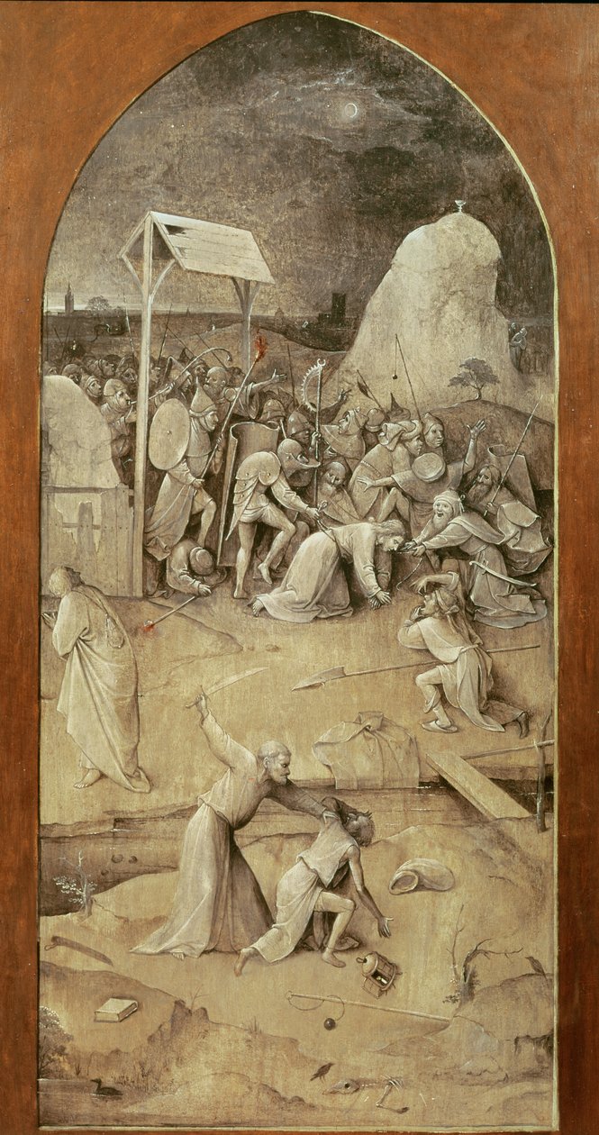 सेंट एंथोनी triptych (बाएं पैनल के बाहर) के प्रलोभन से कलवारी के लिए सड़क पर मसीह, (भी देखें 821, 35965, 44162, 59834 und 67839) द्वारा हिरेमस बॉश