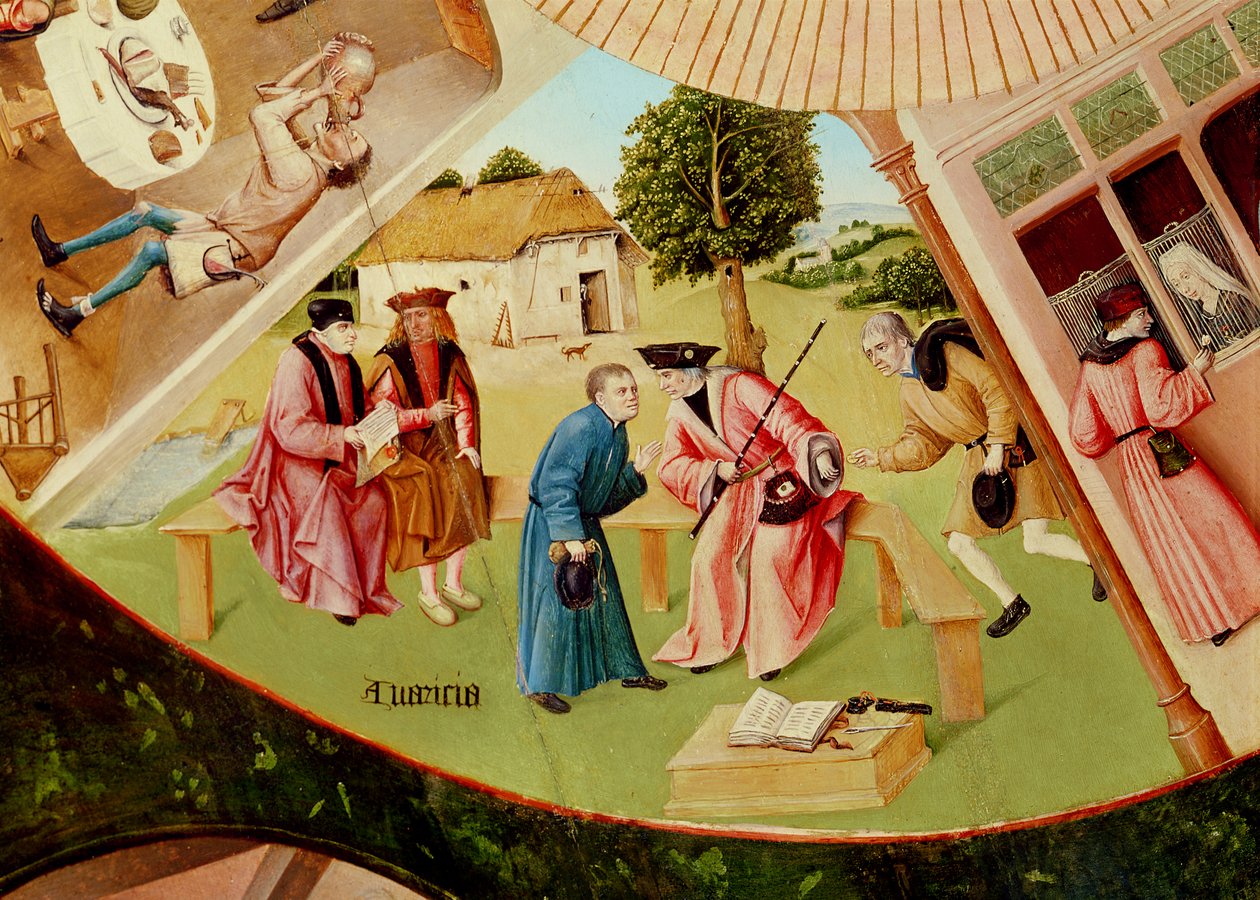 लालच, सात घातक पापों और चार अंतिम चीजों की तालिका से विस्तार, c.1480 (लकड़ी पर तेल) (169586 भी देखें) द्वारा हिरेमस बॉश