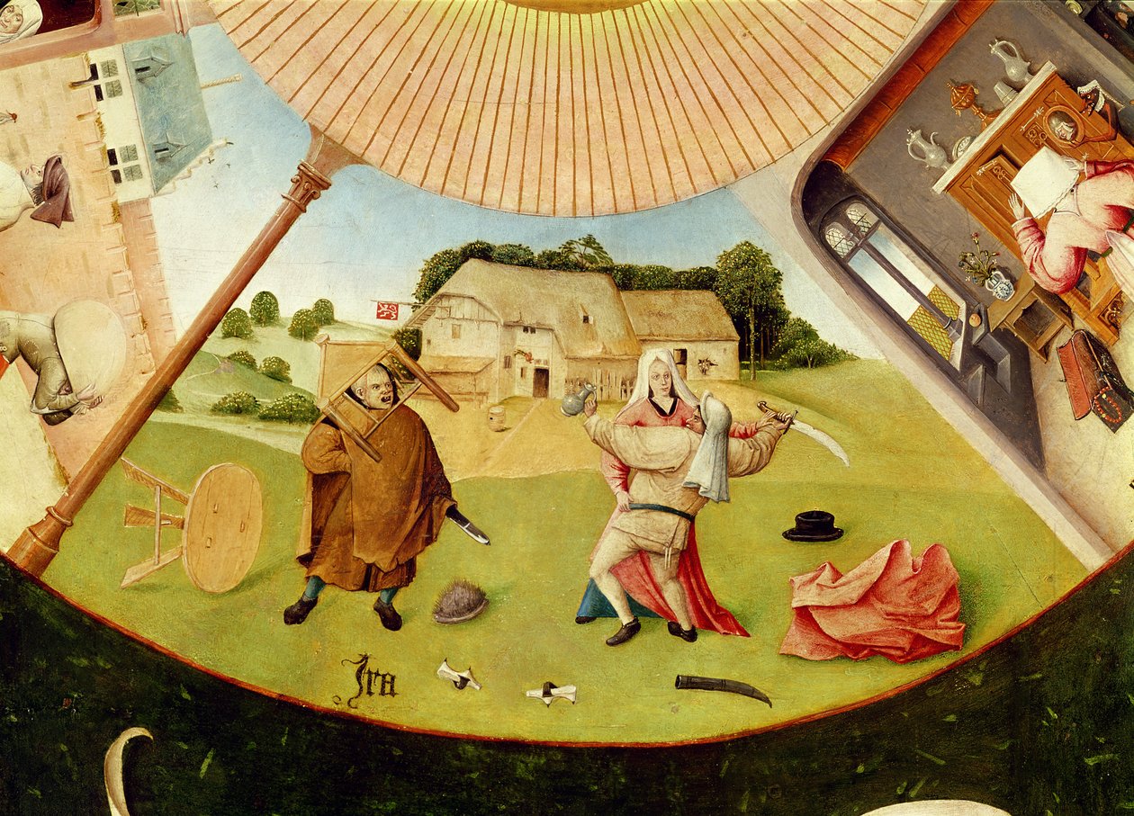क्रोध, सात घातक पापों की तालिका और चार अंतिम बातें, c.1480 से विस्तार द्वारा हिरेमस बॉश