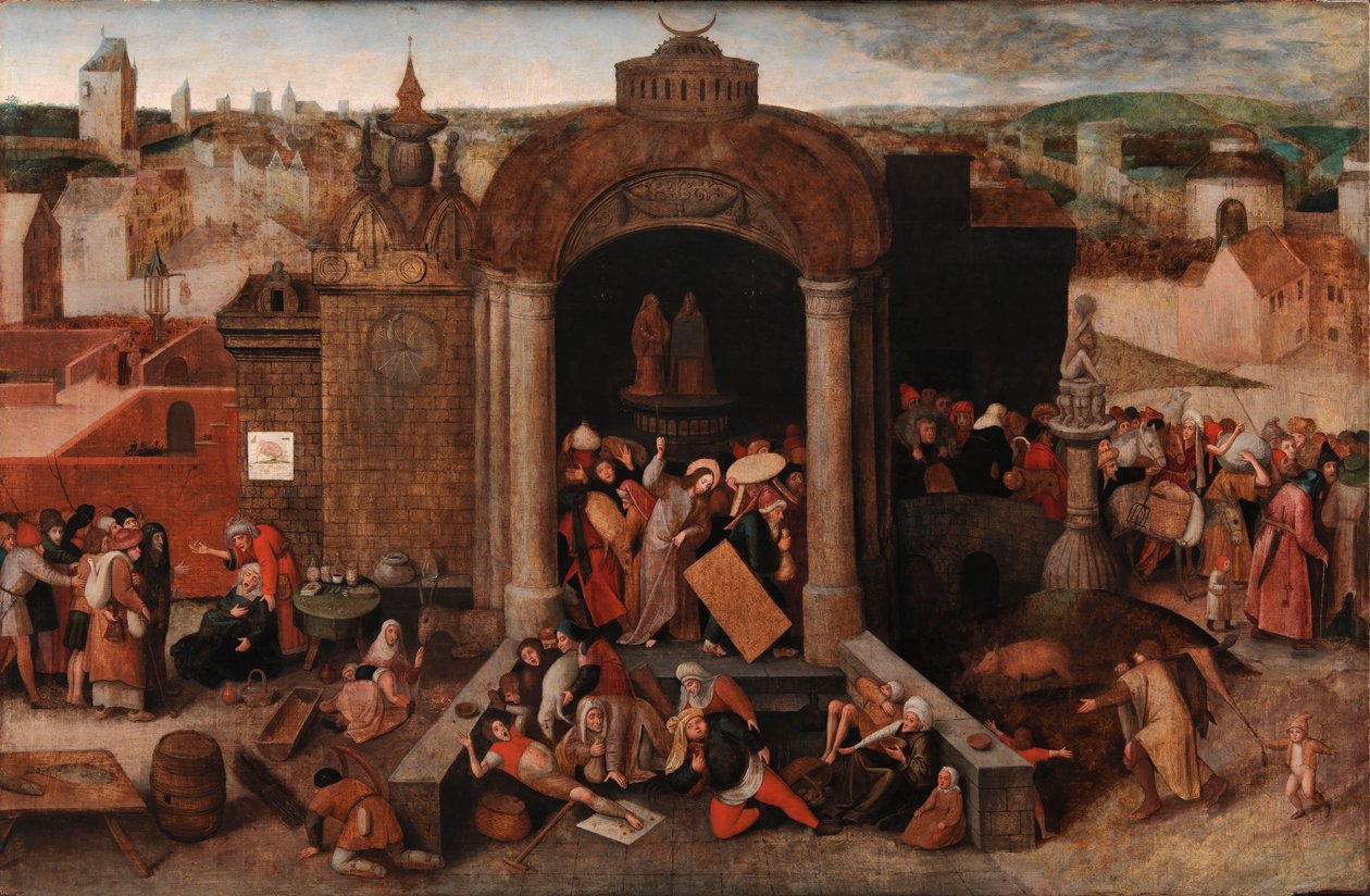 क्राइस्ट टेंपल से व्यापारियों को ड्राइविंग, c.1570-5 (पैनल पर तेल) द्वारा बॉयोच का अनुयायी (नाम)