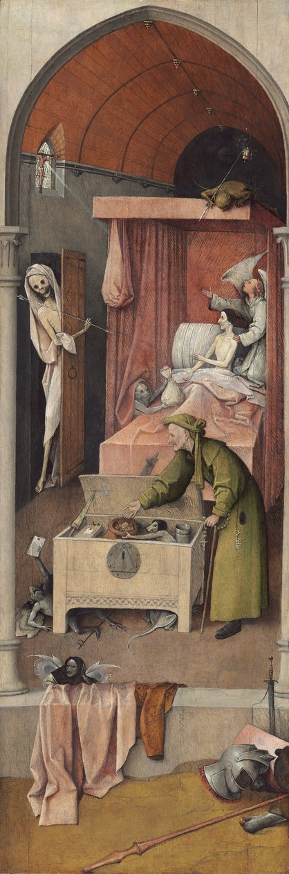 डेथ एंड मिज़र, c.1485-90 (पैनल पर तेल) द्वारा हिरेमस बॉश