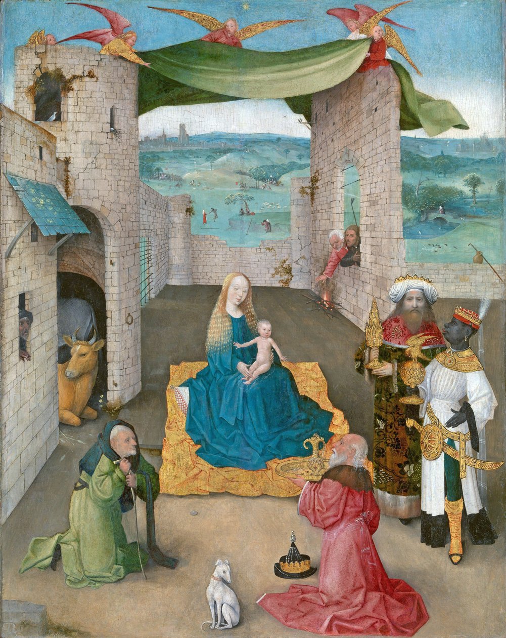Magi की आराधना, c.1475 (तेल और सोना ओक पर) द्वारा हिरेमस बॉश