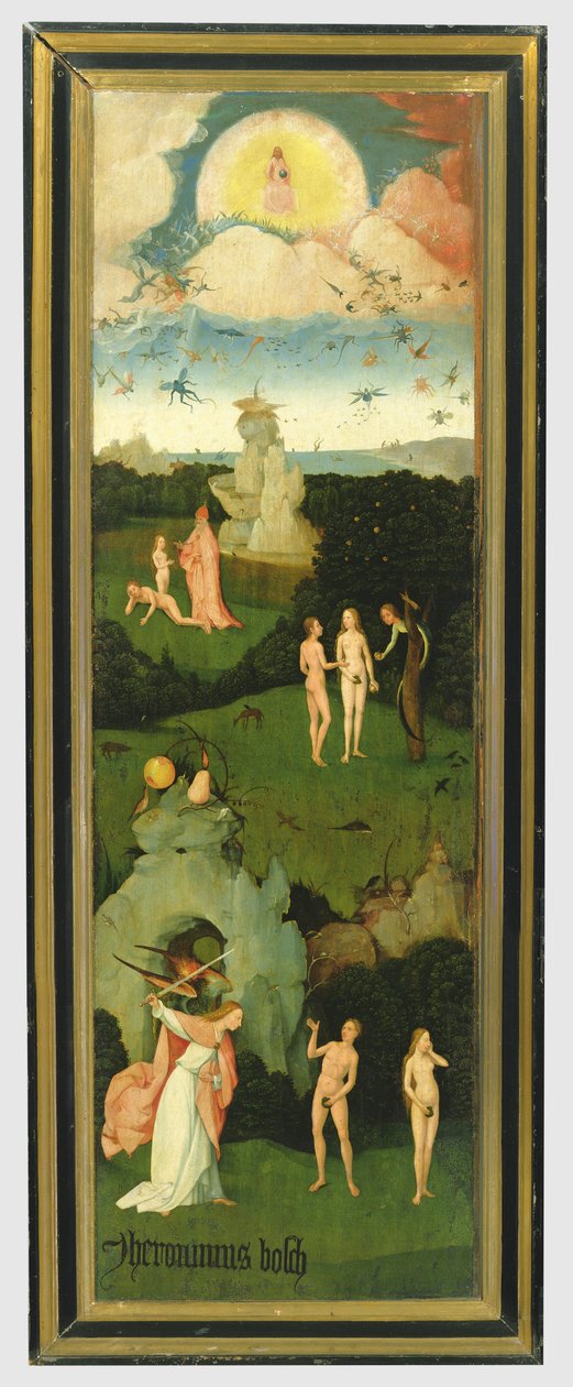 हेविन: गार्डन ऑफ ईडन के चित्रण के ट्रिप्टिच के बाएं विंग, c.1500 (पैनल) द्वारा हिरेमस बॉश