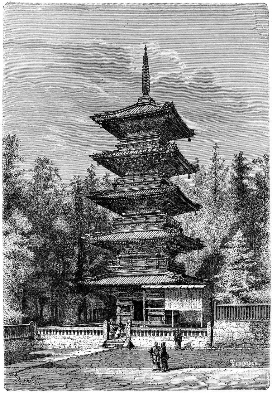 बौद्ध मंदिर, निक्को, जापान, 1895। द्वारा Hildibrand