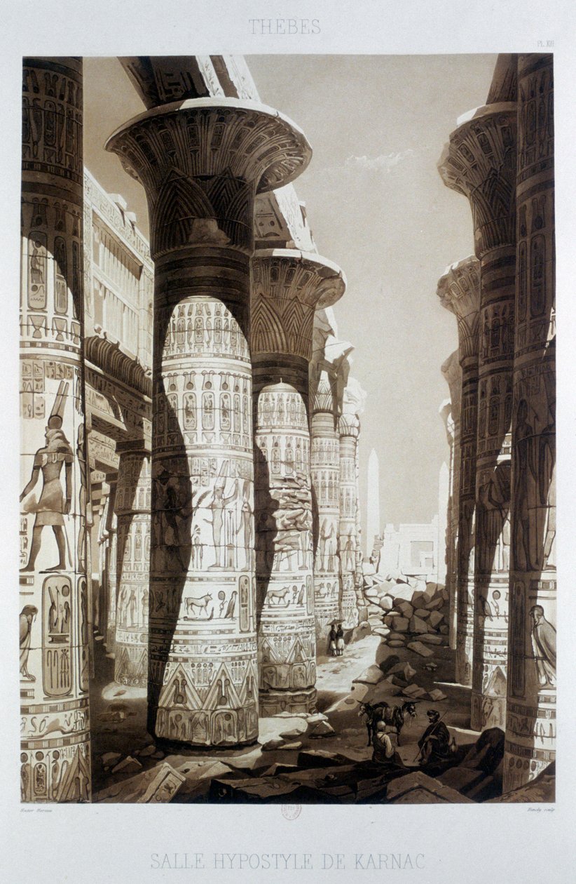 हाइपोस्टाइल हॉल, थेब्स, कर्णक, मिस्र, 1841 द्वारा हिमली