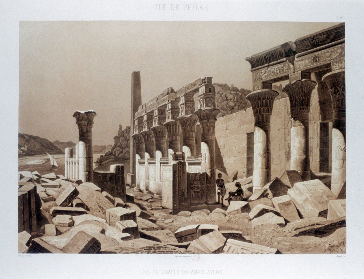 वीनस एथोर का मंदिर, आइल ऑफ फिलै, मिस्र, 1841 द्वारा हिमली