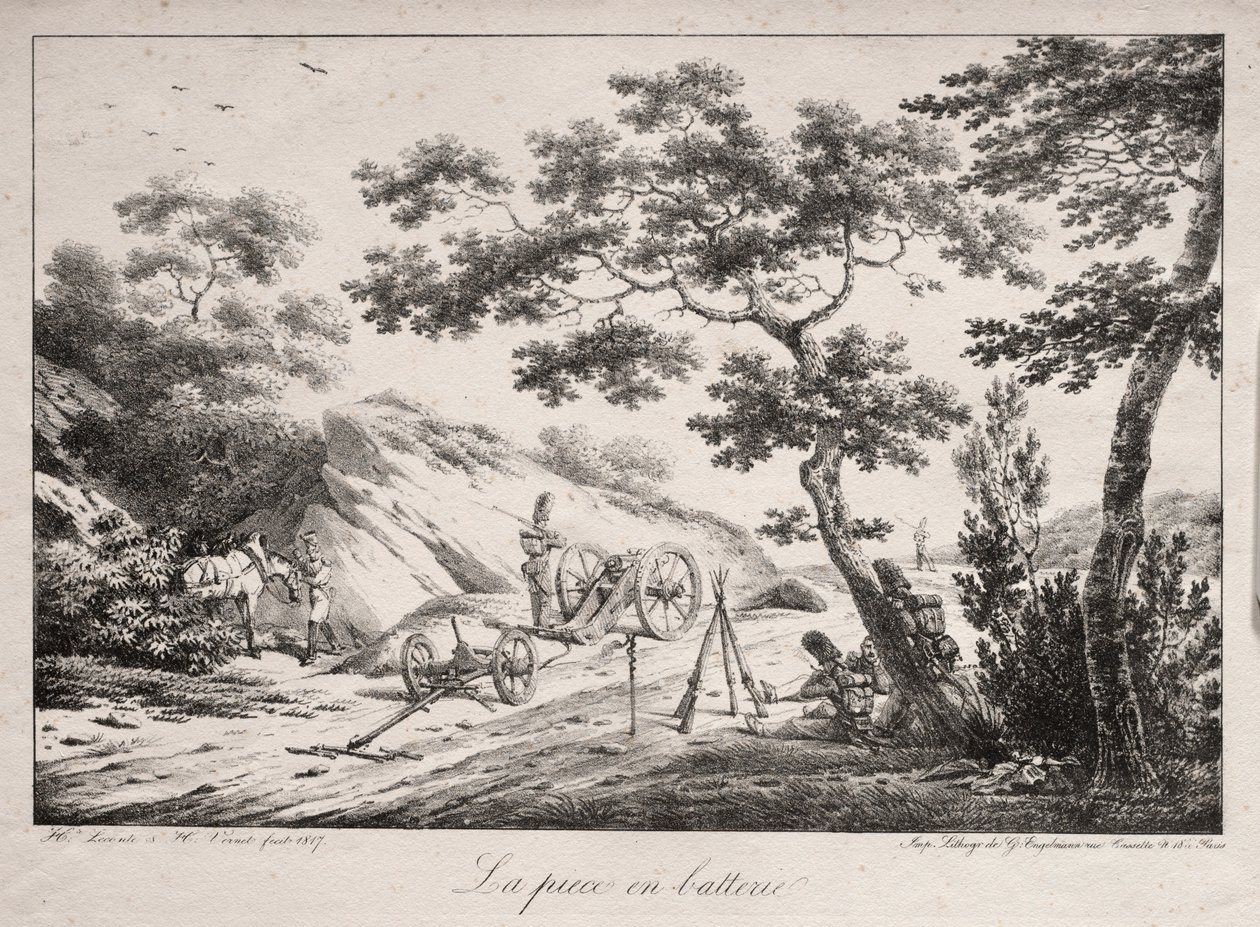 कैनन रेडी टू फायर, 1817। द्वारा Hippolyte Lecomte