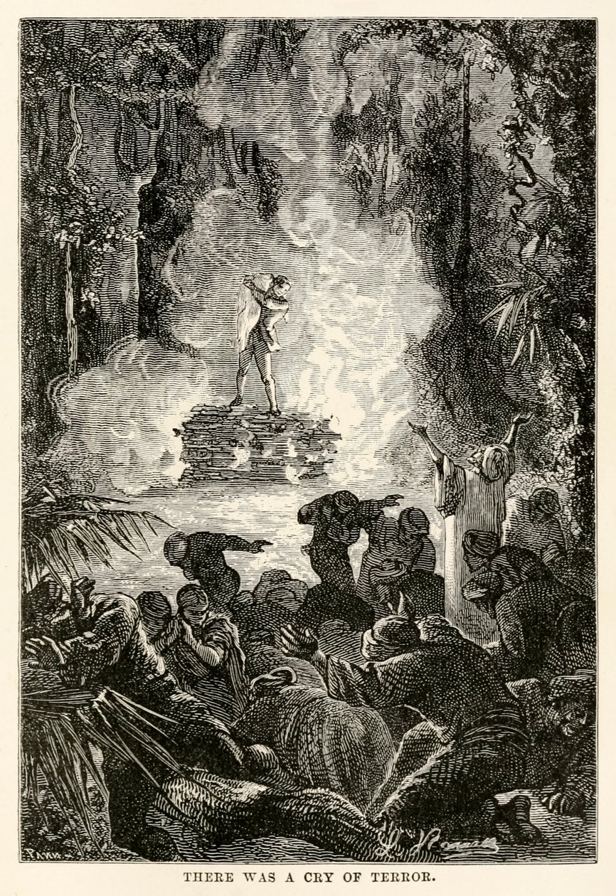 एडोल्फ फ्रांकोइस पनेमेकर (1822-1900) द्वारा उकेरी गई जूल्स वर्ने (1828-1905) द्वारा 'अराउंड द वर्ल्ड इन अस्सी डेज़' से आतंक का रोना था। द्वारा हिप्पोलीटे लियोन (बाद में) बेनेट