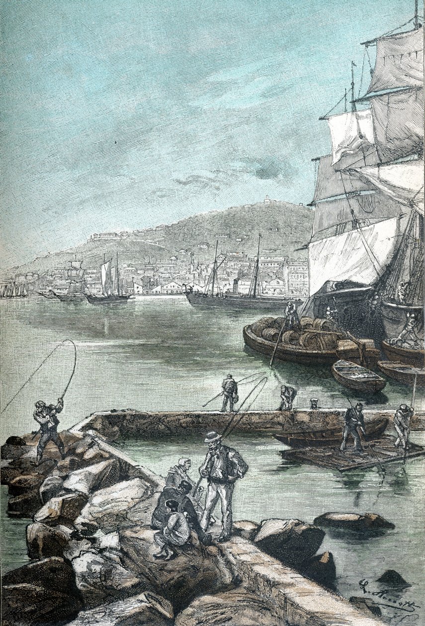 जूल्स वर्ने द्वारा "क्लोविस डार्डेंटर" के लिए क्रोमोटाइपोग्राफी में चित्रण, हेट्ज़ेल 1896 के संस्करण के लिए एल. बेनेट द्वारा उत्कीर्णन (उत्कीर्णन) द्वारा हिप्पोलाइट लियोन बेनेट