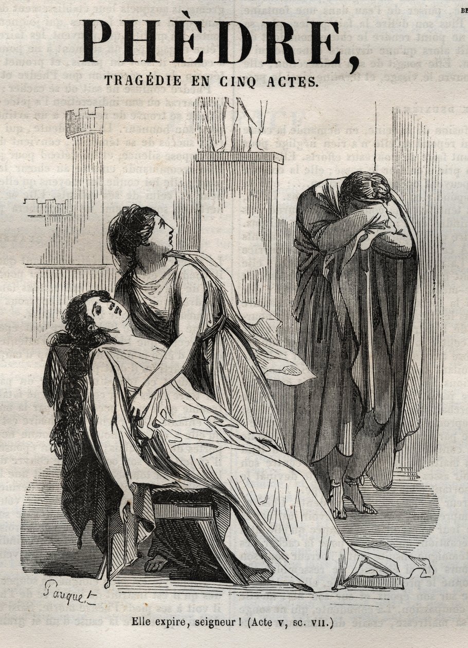 फेड्रे, जीन रैसीन द्वारा (१६३९-१६९९ - "" वर्क्स ऑफ जीन रैसीन" में उत्कीर्णन" पॉक्वेट द्वारा सचित्र और एमिल डे ला बेडोलीरे द्वारा नोटिस - १८५१ द्वारा Hippolyte Louis Pauquet