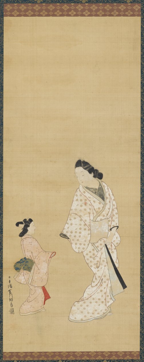 युजो और एक लड़की, 1688-1697। द्वारा हिशिकावा मोरोफुसा