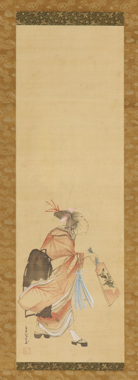 बैटलडोर और शटलकॉक खेलती लड़की, 1615-1868। द्वारा हशिकावा सोरी