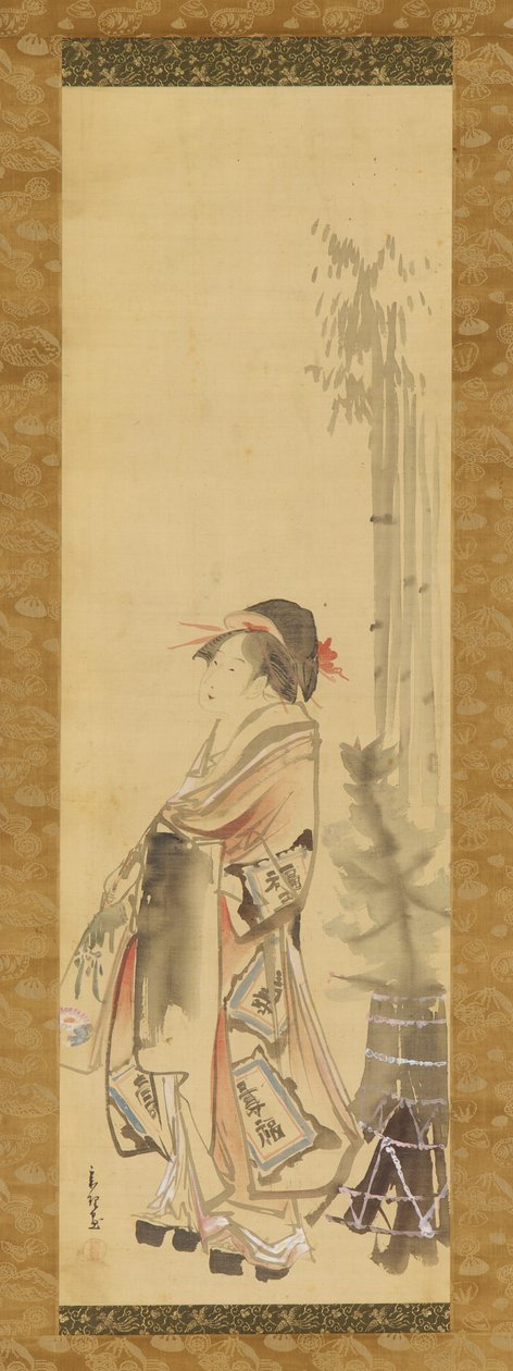 बैटलडोर और शटलकॉक खेलती लड़की, 1615-1868। द्वारा हशिकावा सोरी