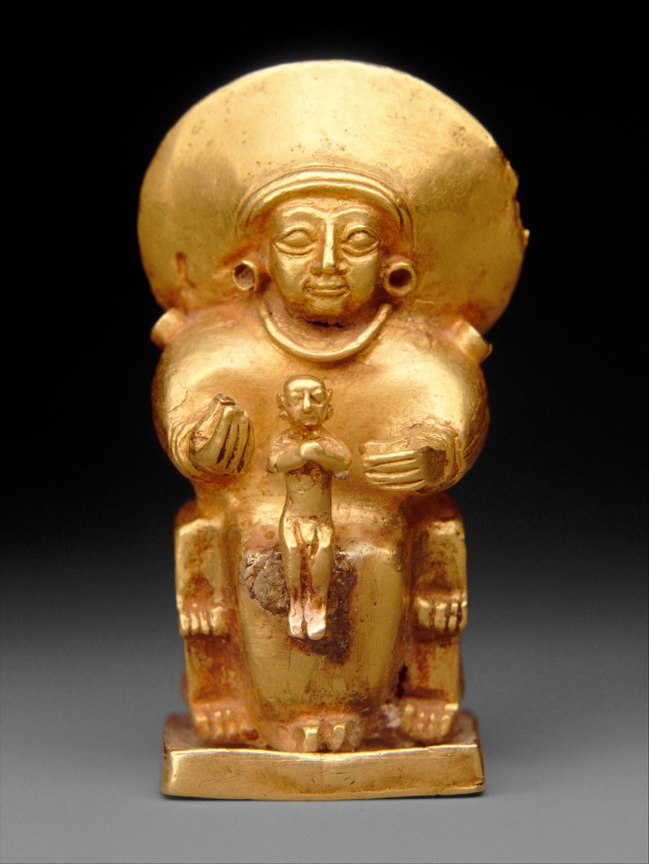एक बच्चे के साथ बैठी देवी, c.1300 ईसा पूर्व (सोना) द्वारा हित्ती