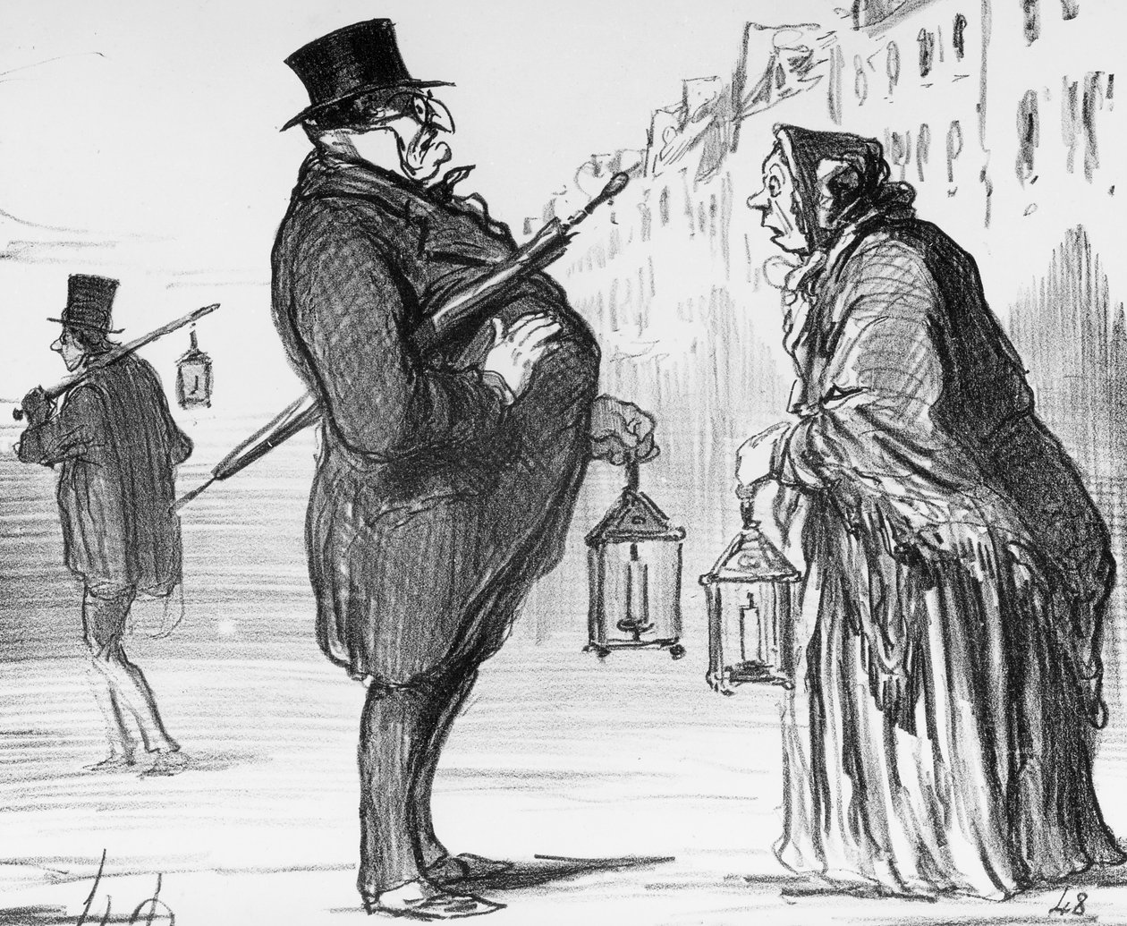 सीरीज &39;एक्चुअरीज़&39;, धूमकेतु, पेरिसवासी सभी आवश्यक सावधानी बरत रहे हैं, यहाँ तक कि मध्य-दिवस पर भी, जब श्री बेन्बेट ने घोषणा की थी कि सूरज गायब हो सकता है, प्लेट 385, &39;ले चारि द्वारा होनोरे ड्यूमियर