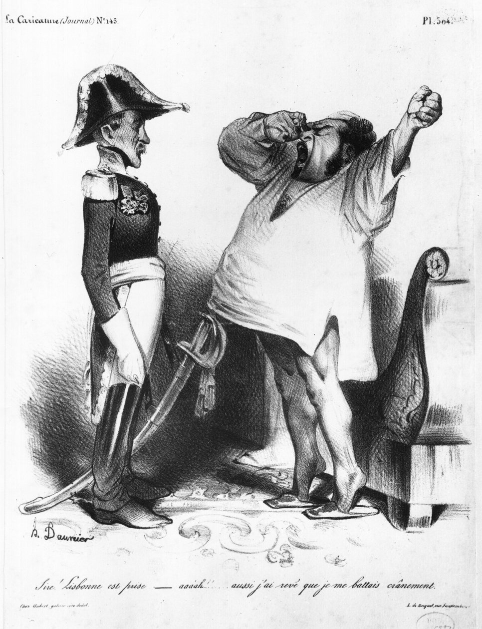 पेड्रोफ की गिनती पेड्रो I (1798-1834) ब्राजील के सम्राट और पुर्तगाल के राजा ने कहा कि उन्होंने &39;ला कैरिकेचर&39;, एन 145, 1833 से लिस्बन को वापस पा लिया है। द्वारा होनोरे ड्यूमियर