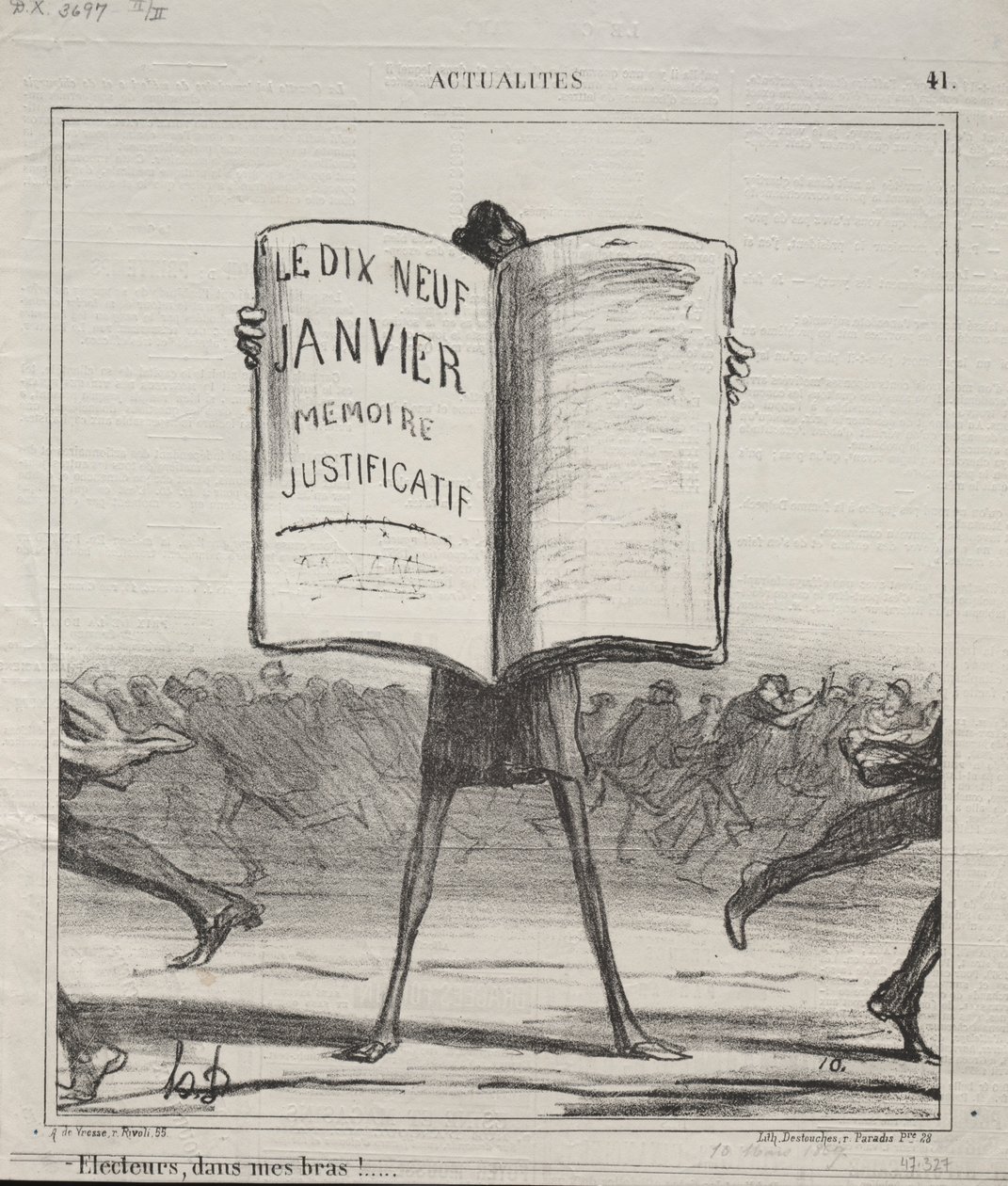 वास्तविकता संख्या 41: इलेक्टर, मेरी बाहों में! ..., 1869। द्वारा होनोरे ड्यूमियर